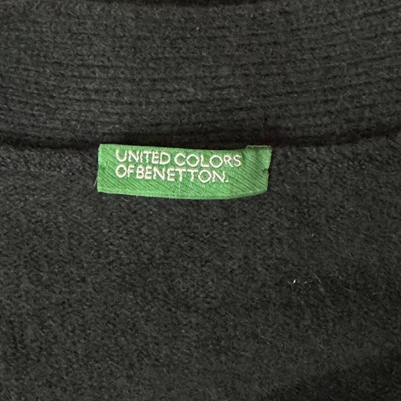VTG UNITED COLORS of BENETTON emerald green wool open cardigan robe sz M - italy - Picture 7 of 8